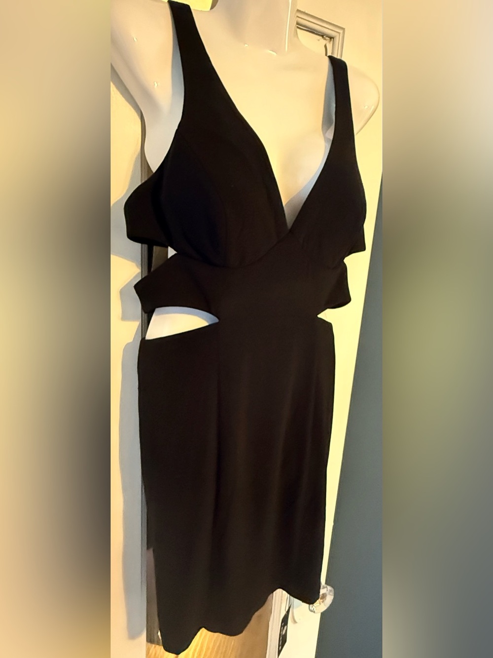 Faviana NWT Black Plunging Sweetheart Side Cutout Cocktail Mini Dress 7852 8